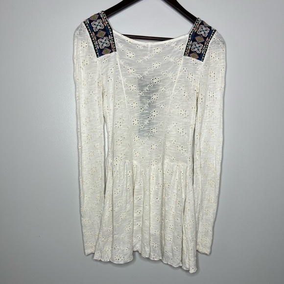 Free People Long Sleeve Eyelet Top with Embroidered Yoke Detail - Picture 5 of 7